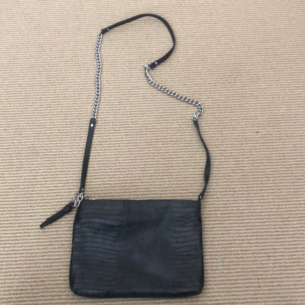 Stella & Dot Black croc crossbody